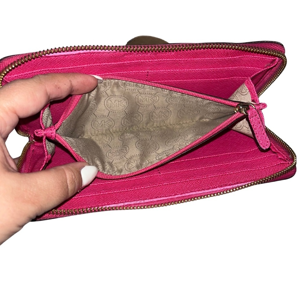 Michael Kors Fuchsia Pink Pyramid Studded Continental Zip Wallet - Picture 9 of 16